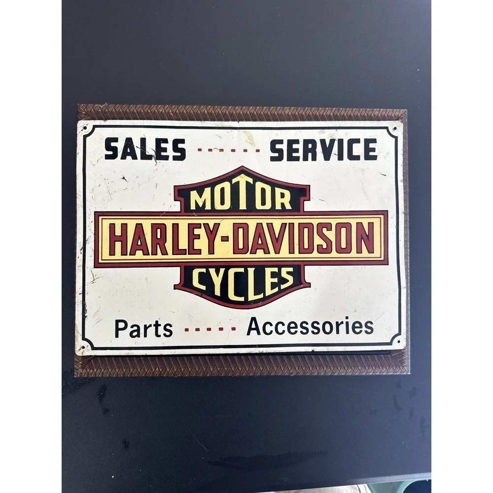 Vintage Harley Davidson Motorcycles Metal Sign Sales Service Parts Accessories‎